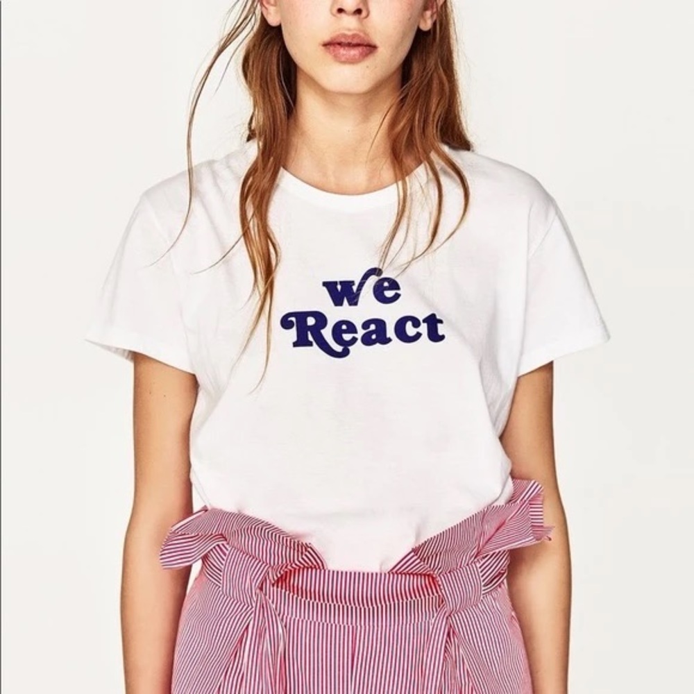 Zara We React classic white tshirt